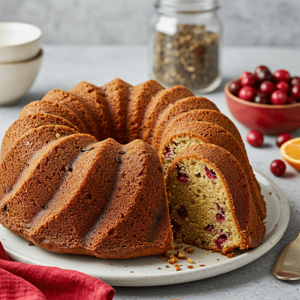 Festive Wild Rice and Cranberry Bundt Cake